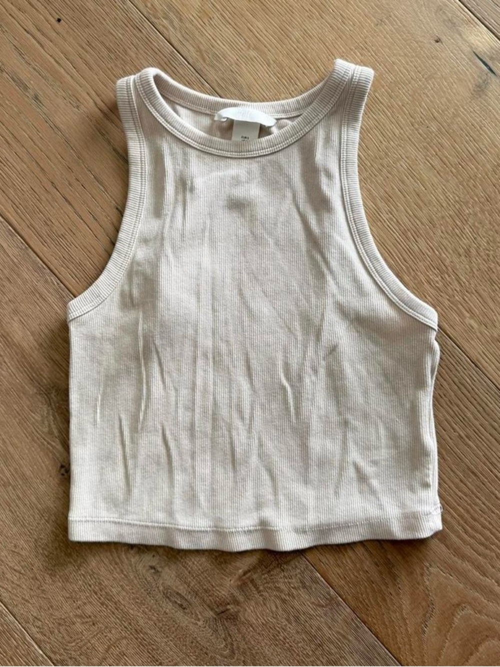 H&M White Ribbed Cropped Tank Top | Size S | Great Condition